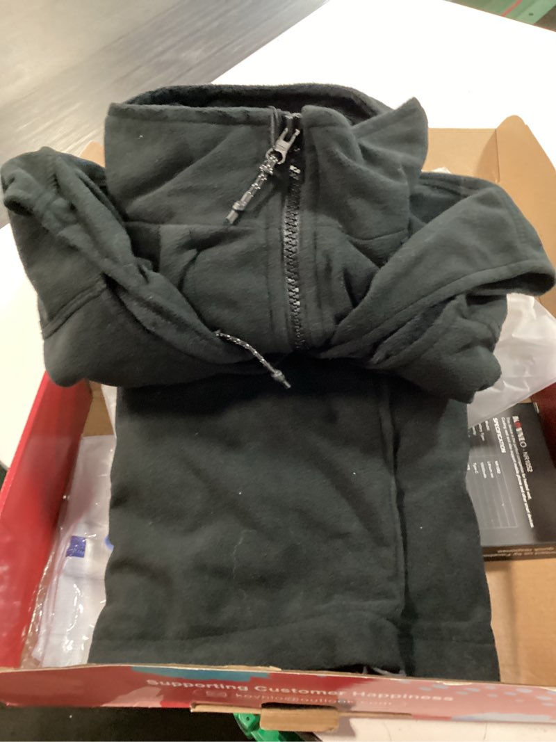 Condition photo showing As Is for kovnlo heated vest for men with battery pack included, soft fleece smart electric lightweight heated jacket large fleece black