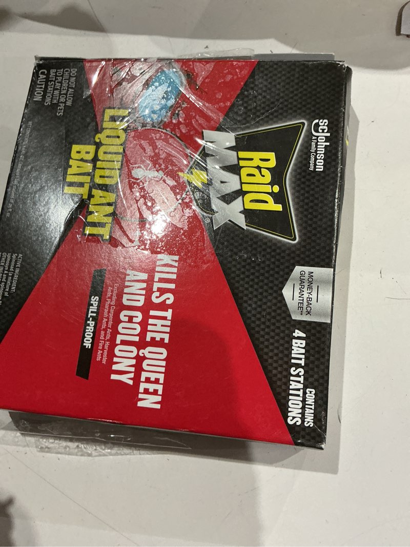 Condition photo showing New/Like New for raid max liquid ant insect killer bait  outdoor and indoor ant killer traps for home  4 count