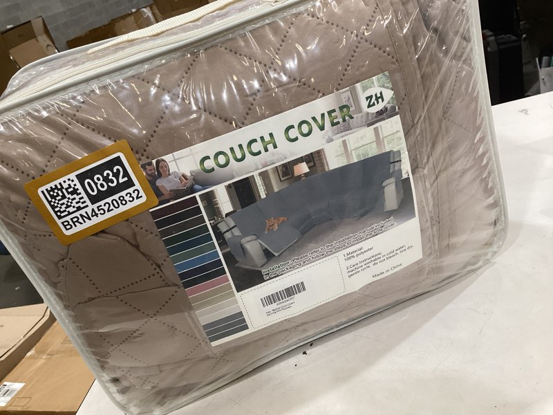 Condition photo showing New/Like New for waterproof sectional reclining couch covers l shaped recliner sectional sofa cover 8 piece non slip washable corner recliner slipcover set for pet dog (5 seater 1 console cover, beige) 5 seater 1 console cover beige