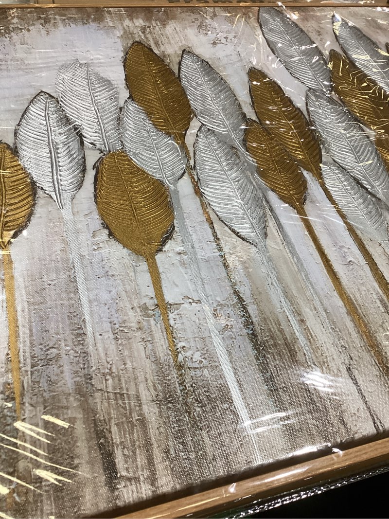 Condition photo showing New/Like New for acocifi large framed canvas wall art, beige minimalist neutral wall art, abstract leaf textured pain