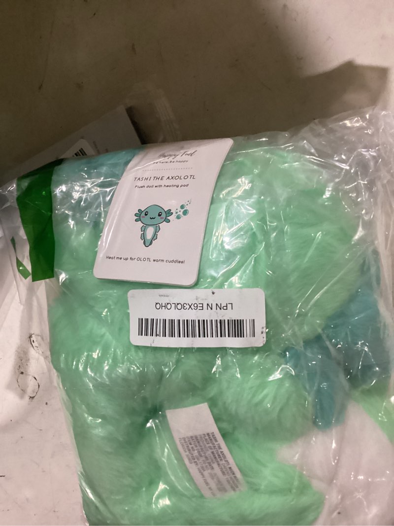 Condition photo showing New/Like New for axolotl unscented 2lbs heating pad for neck shoulders and back wrap microwavable, heatable 22.5" cute warm stuffed animals neck warmer - axolotl gifts for women girls and kids mint axolotl neck wrap