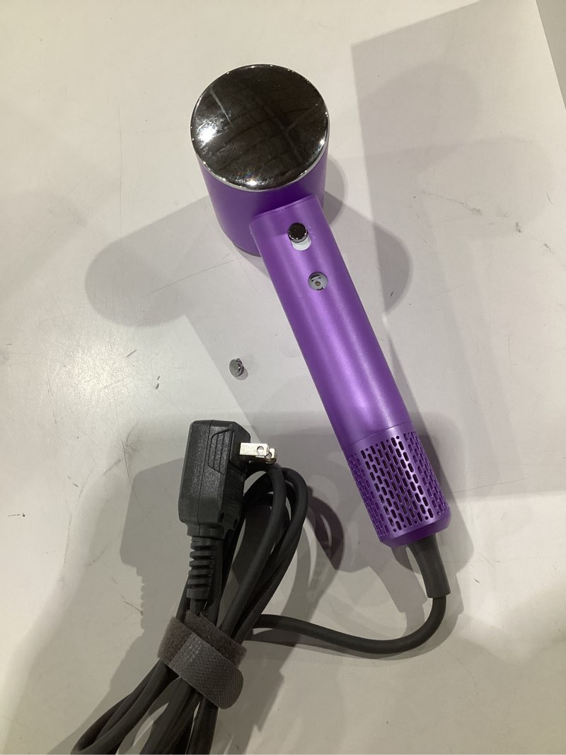 Condition photo showing Good Condition for (button is loose)professional hair dryer, 200 million negative ionic blow dryer with 110000 rpm brushless motor, 1500w high-speed hairdryer with magnetic nozzle & diffuser for salon, home, travel (elegant purple)