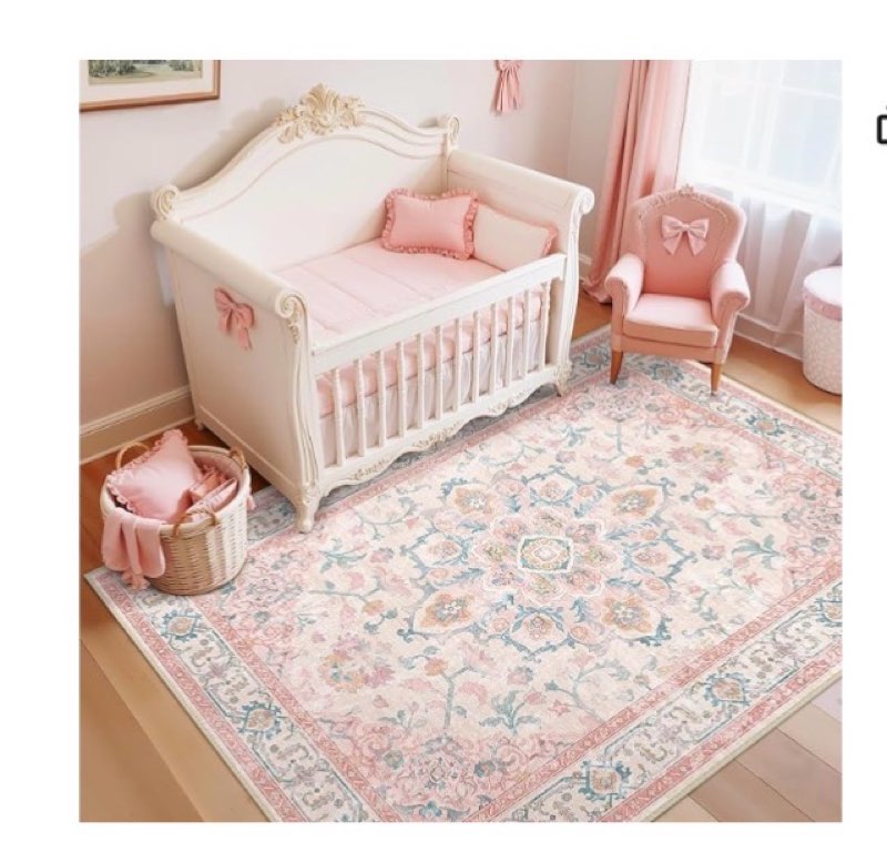 capaloca machine washable rugs nursery rug 3x5 cute girl non slip low pile water repellent soft prin