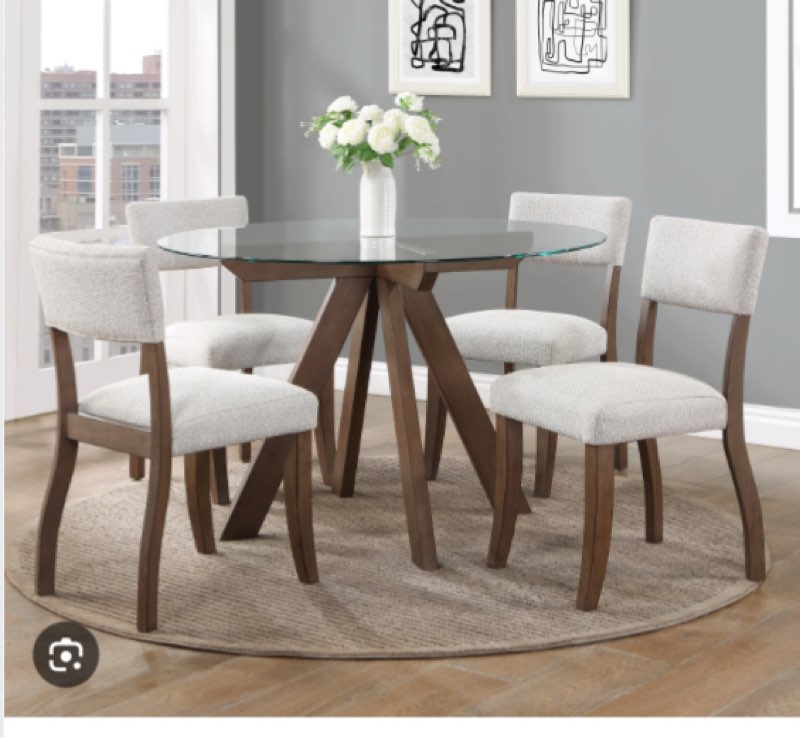 Vosburg 4 - Person Glass Top Pedestal Dining Set (incomplete, 2 chairs only)
