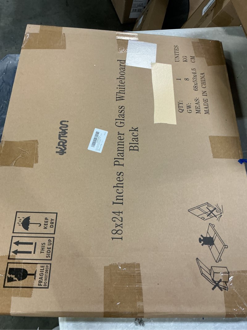 Condition photo showing New/Like New for Black Glass Monthly Dry Erase Board Calendar Planner Note Blackboard for Wall, 18" x 24" Frameless Large Wall Mounted Black Board for Home School Office, 4 Wet Erase Markers