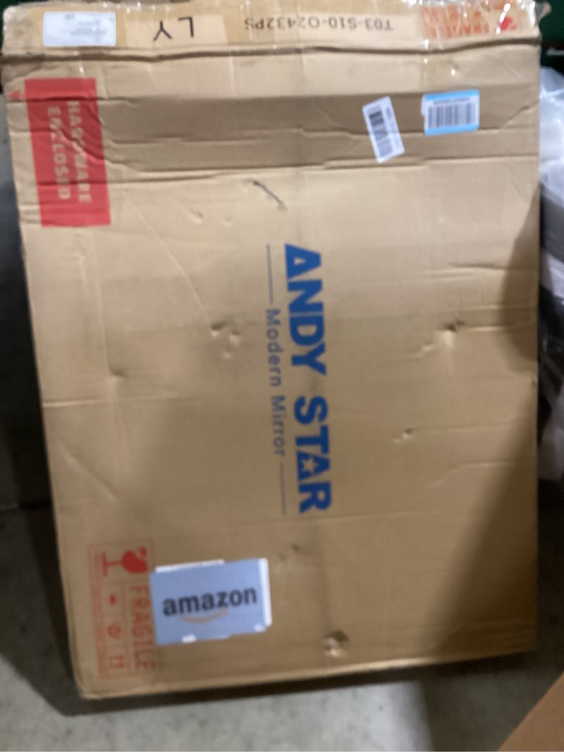 Condition photo showing New/Like New for andy star chrome bathroom mirror, 24x32 inch polished chrome oval wall mirror for bathroom, modern chrome wall mirror pill shaped stainless steel metal mirror chrome 32"l x 24"w