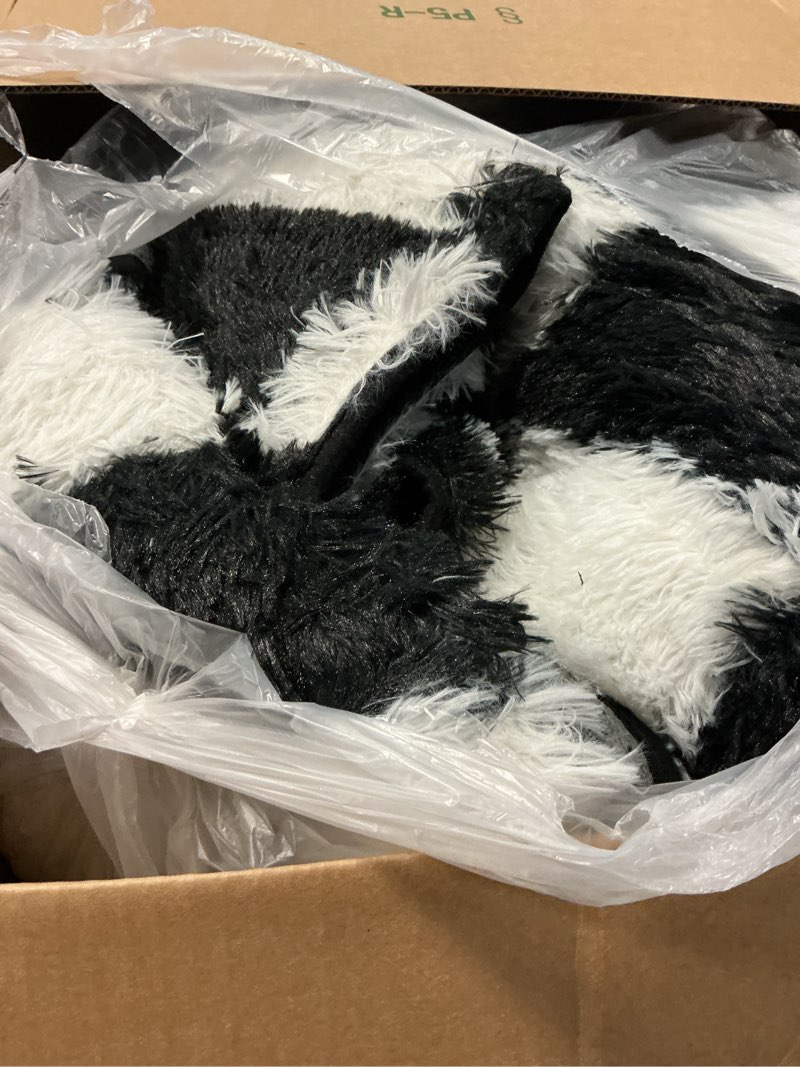 Condition photo showing As Is for checkered rug 8x10 for living room, black and white modern shag rugs super soft washable indoor office fuzzy carpet non-slip fluffy rugs for bedroom home aesthetic decor 8' x 10' (rectangular) black&white