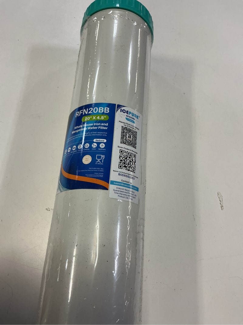 Condition photo showing Good Condition for ICEPURE 5 Micron 20" x 4.5" RFN20BB Whole House Iron & Manganese Reduce Water Filter Replacement for FM25B, RFFE20-BB, CFRFFE-20BB, 1 Pack Iron & Manganese Water Filter 1 Count(Pack of 1)