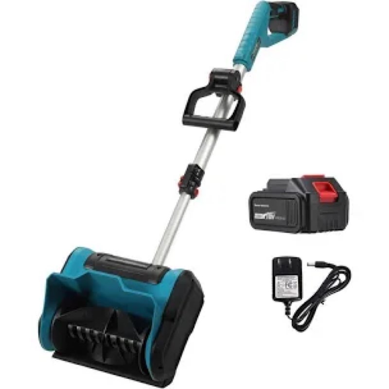 21v cordless snow shovel, 16-inch brushless cordless snow blower with 2pcs 3000mah recharge batteries, lightweight electric snow plow for driveway, sidewalk & patio winter snow removal- no wheels
