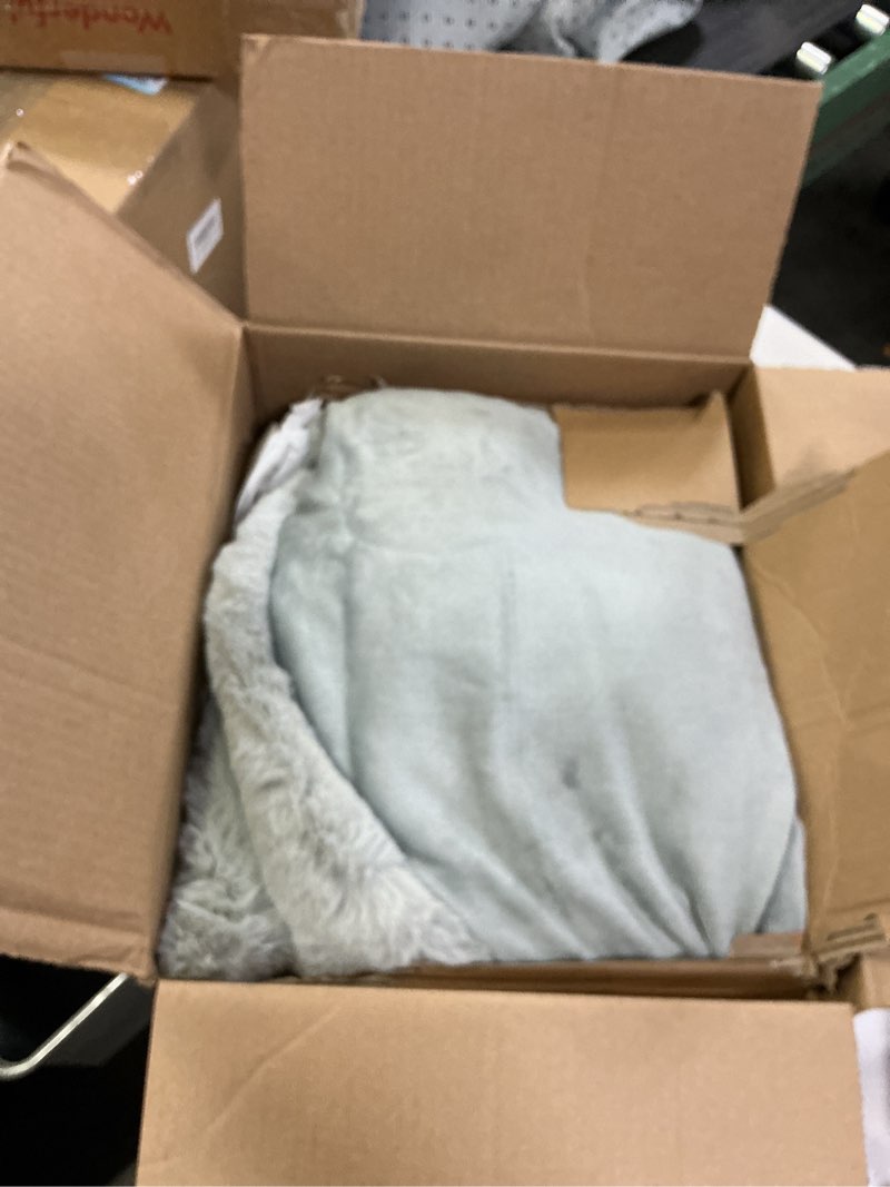 Condition photo showing Good Condition for UGG Plush Faux Fur Throw Blanket Reversible Medium Weight Luxury Soft Throw Blankets for Bed or Chair, Hypoallergenic, Machine Washable, Home Decor, 50-inch x 70-inch, Seal Light Grey (Euphoria) Silver Throw