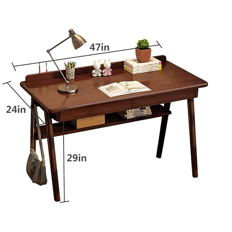 Solid Wood Writing Desk, 47" Mid-Century Modern