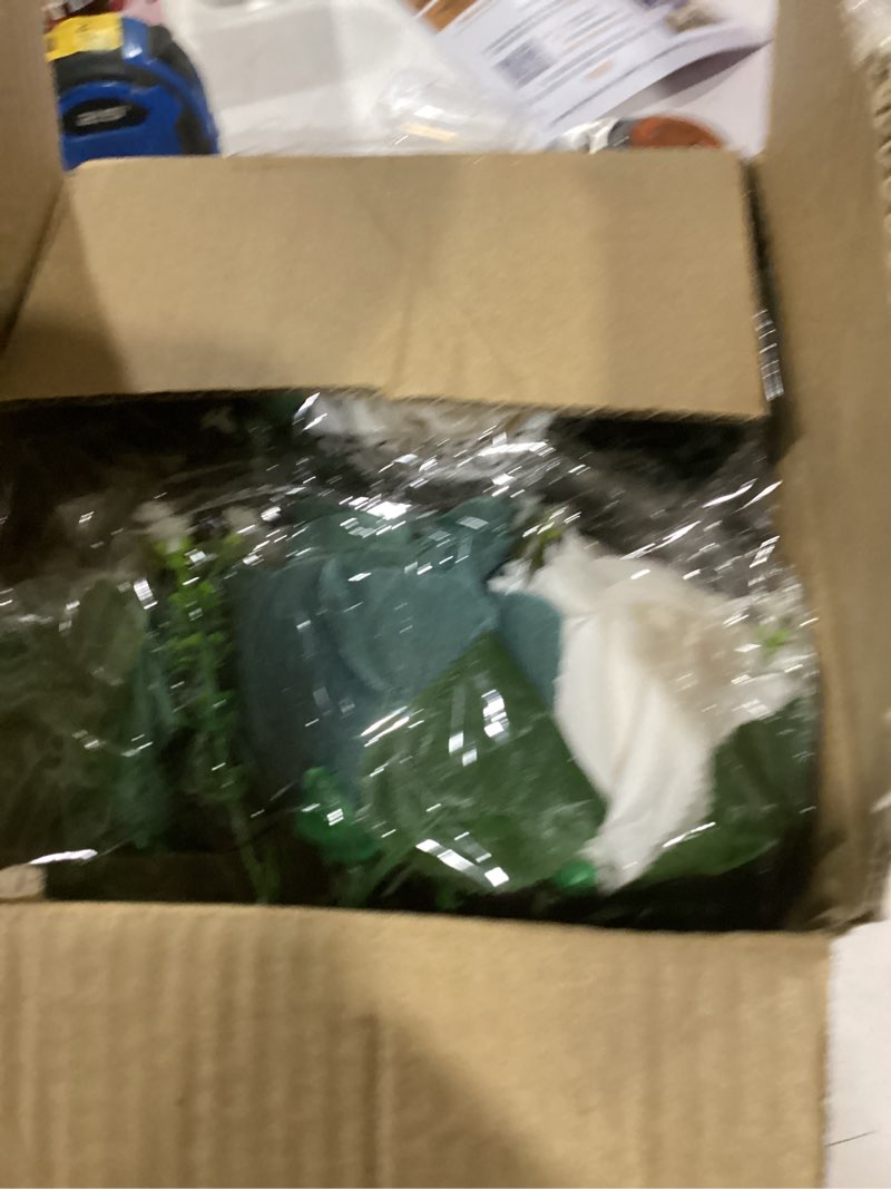 Condition photo showing Good Condition for blosmon green flowers artificial for decoration: 2 pcs fake rose balls table centerpiece for st patricks day home decor - faux silk kissing bouquet floral arrangement for wedding party event decor hunt green & forest green & ivory 2