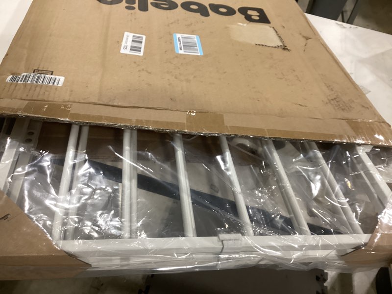 Condition photo showing New/Like New for Babelio Baby Gate for Stairs, Kitchen & Doorways, No Bottom Bar| Easy Installation| One-Handed Operation| Auto-Close| Hardware Mount (Drill Needed) Safety Dog Gate (White - B17, 24-39" W, 28" H)