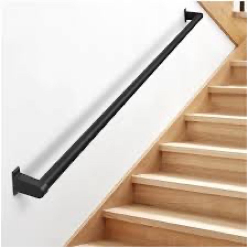 3FT Industrial Pipe Stair Railings Indoor, Hand Rails for Indoor Stairs, Wall Mounted Stair Handrail
