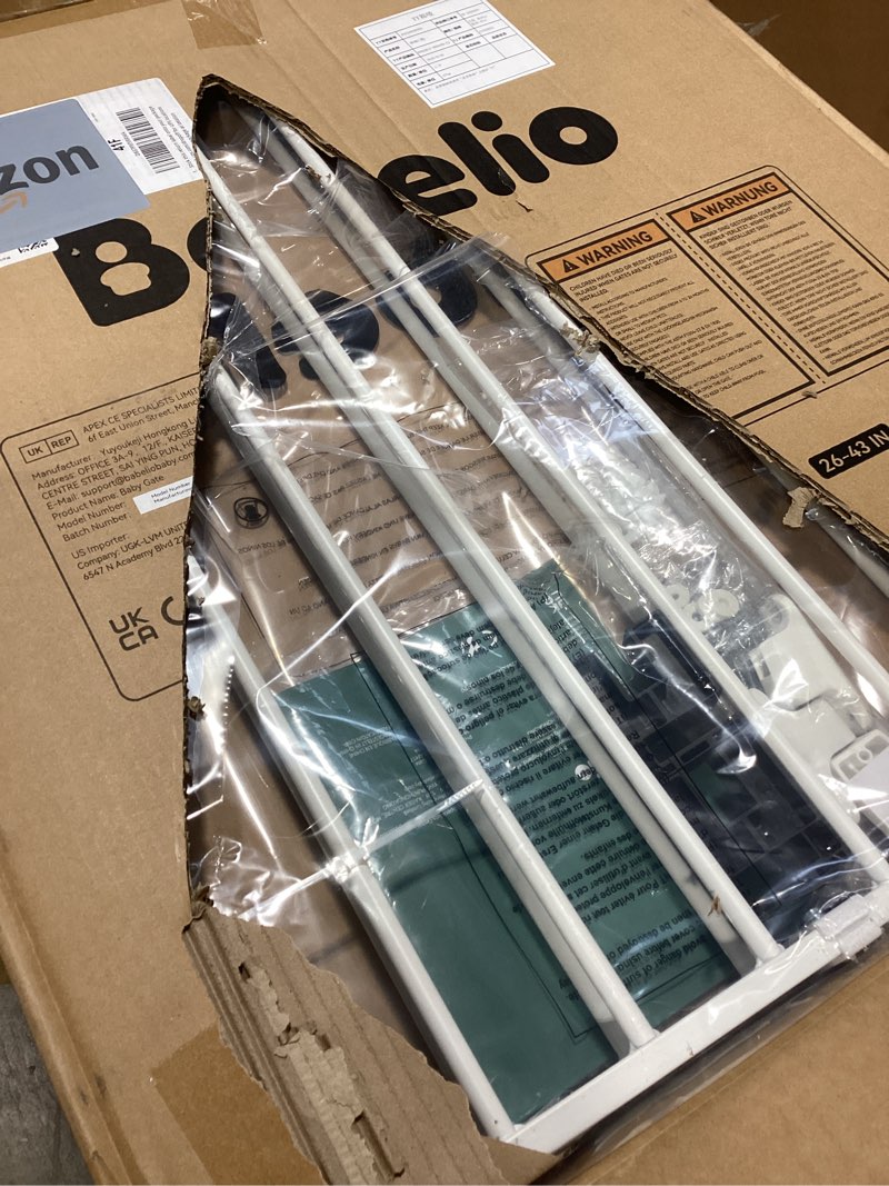 Condition photo showing Good Condition for Babelio Baby Gate for Stairs, Kitchen & Doorways, 26-43" W 28" H No Bottom Bar| Easy Installation| One-Handed Operation| Auto-Close| Hardware Mount (Drill Needed) Safety Dog/Pet Gate Indoor (White) White - B17 26-43" W, 28" H