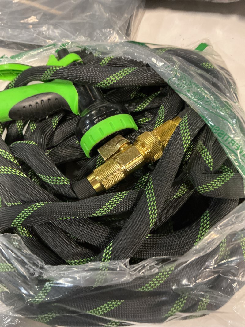 Condition photo showing As Is for 25 ft non-expanding garden hose, 2026 new upgrated non-expandable garden water hose - ultra-light & flexible burst-resistant, kink-free garden hoses, all-weather use for lawns, gardens,outdoor 25ft blackgreen