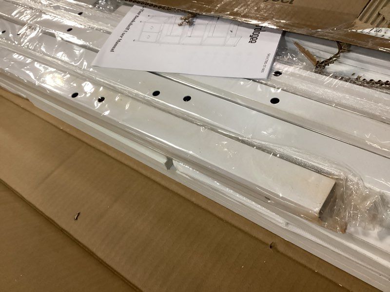 Condition photo showing Good Condition for Furologee 5 Tier Bookshelf with Drawers, White Tall Bookcase with Shelves, Wood and Metal Bookshelves Storage Organizer, Modern Display Free Standing Shelf Unit for Bedroom, Living Room, Office White 5 Tier