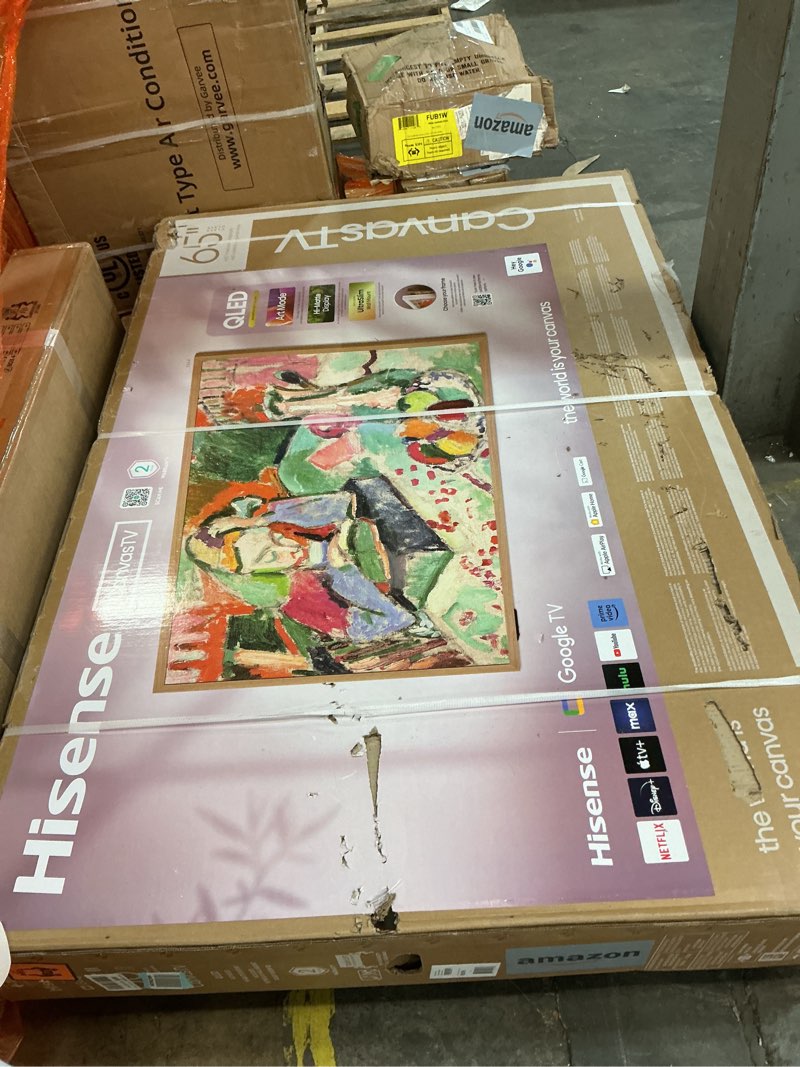 Condition photo showing As Is for Hisense 65-Inch Class QLED 4K S7N CanvasTV™ Series Dolby Vision HDR Google Smart TV (65S7N, 2024 Model) - Art Mode, Anti-Glare Panel, Hi-Matte Display, Frame & UltraSlim Wall Mount Included, 144Hz