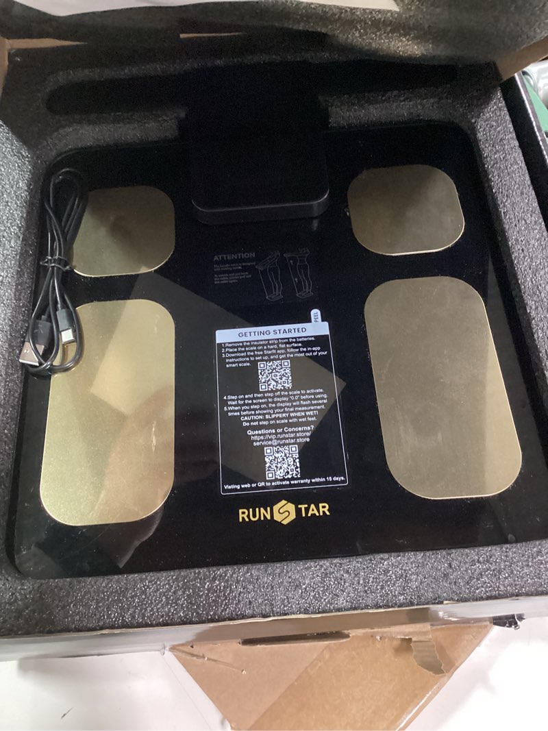 Condition photo showing Good Condition for RunStar Scale for Body Weight and Fat Percentage, 8 Electrodes High Precision Digital Scale for BMI 28 Body Composition Measurement, Bathroom Smart Scales with Large Color Display FSA&HSA Eligible BlackGold