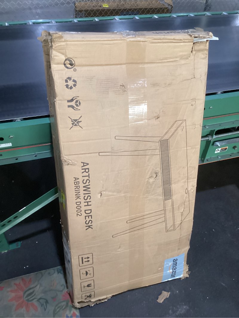 Condition photo showing As Is for Artswish 42\" Wood Modern Office Desk with Drawer, Simple Writing Desk for Home, White White+oak missing hardware