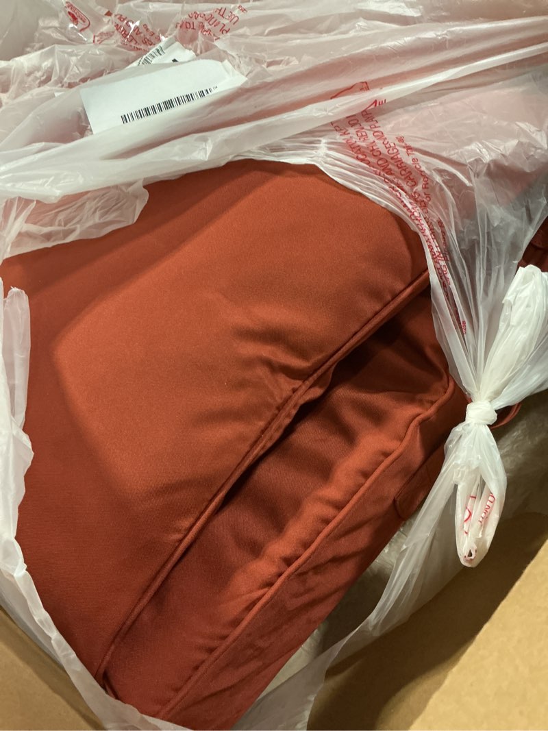 Condition photo showing Good Condition for Favoyard Outdoor Seat Cushion Set 24 x 24 Inch Waterproof & Fade Resistant Patio Furniture Cushions with Removable Cover Deep Seat & Back Cushion with Handle and Adjustable Straps for Chair Sofa Couch Spice 24 x 24 Inch