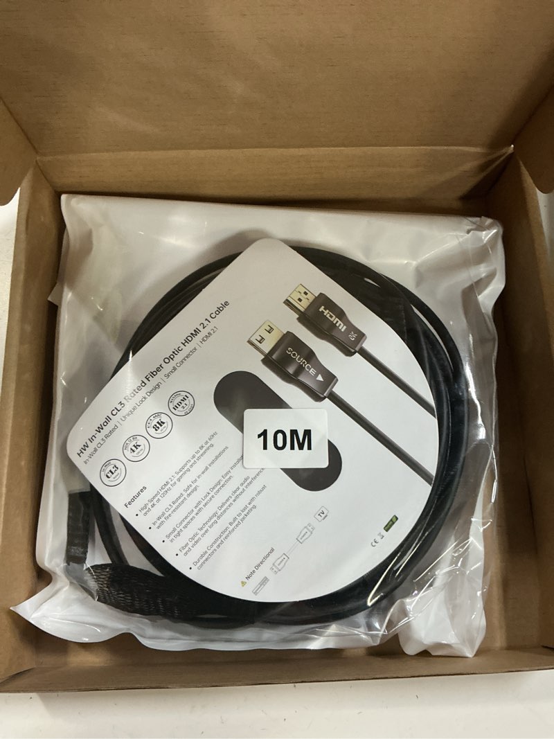 Condition photo showing New/Like New for 8k fiber optic hdmi cable cl3 rated(33ft),48gbps long hdmi 2.1 cable[8k@60hz,4k@120hz] with lock connector,compatible with tvs,displays,desktop,laptops,projectors,gaming consoles