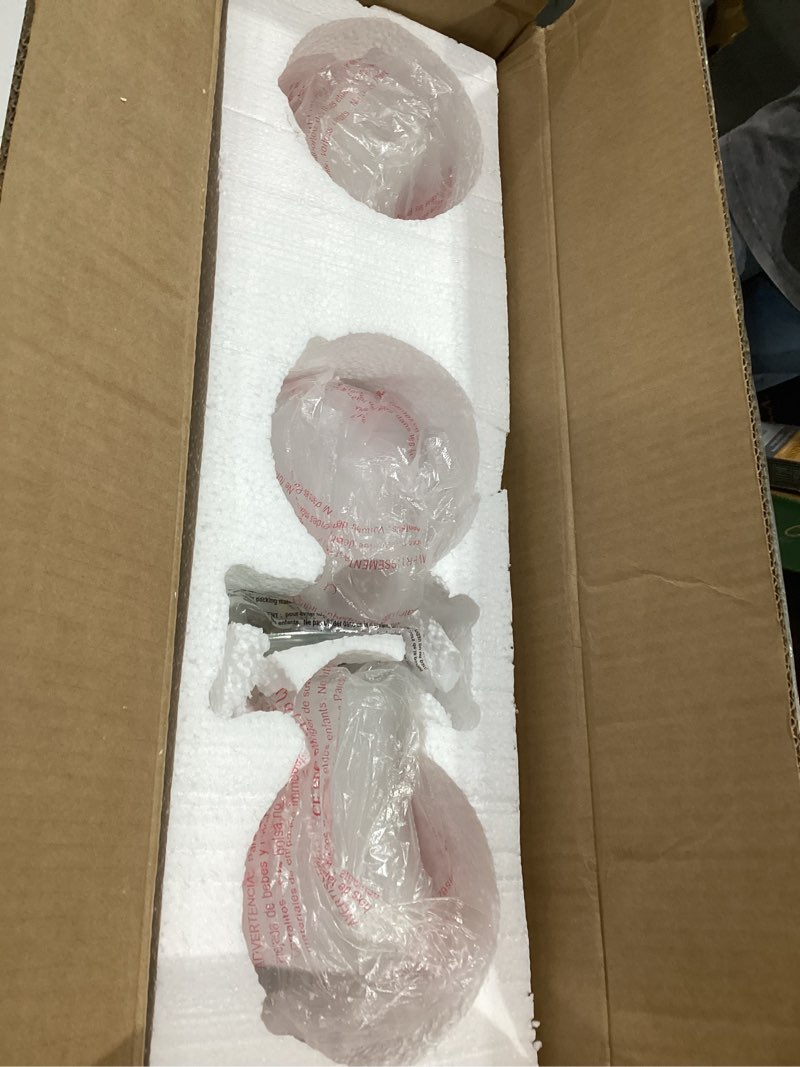 Condition photo showing As Is for tawson anta modern farmhouse 3-light vanity light indutrial wall sconce lighting with etched glass shade in brushed nickel finish for bathroom, hallway, entryway, kitchen, mirror, laundry room