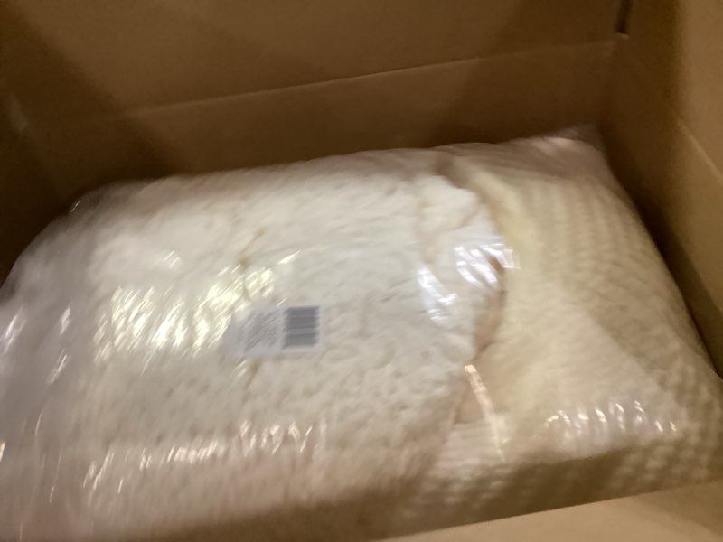 Condition photo showing Good Condition for BATTILO HOME Cream Throw Blanket for Couch, Textured Knitted Throw Blanket with Tassels, Couch Cover Blanket Warm Decorative White Throw Blankets for Sofa Living Room, 60" x 80" Cream 60"x80"