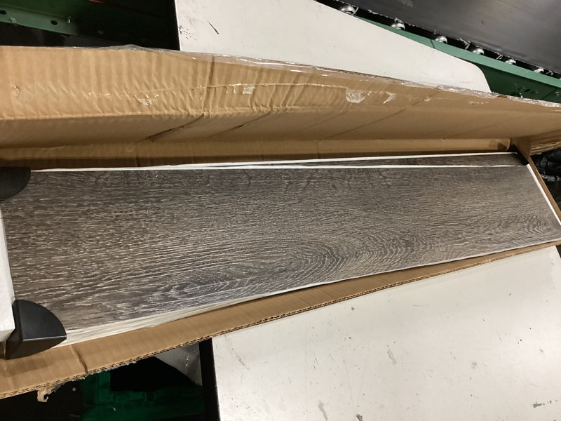 Condition photo showing New/Like New for pack of 4 boxes of…peel and stick floor tile vinyl wood plank sample, burnished timber, rigid surface hard core easy diy self-adhesive flooring burnished timber 6\\\"×6\\\" / 18pc sample