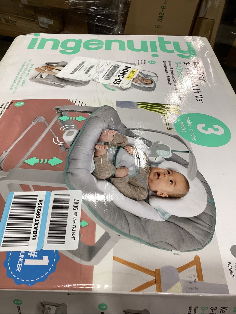 Condition photo showing Good Condition for Ingenuity Keep Cozy 3-in-1 Grow with Me Vibrating Baby Bouncer, Seat & Infant to Toddler Rocker, Vibrations & -Toy Bar, 0-30 Months Up to 40 lbs (Weaver)