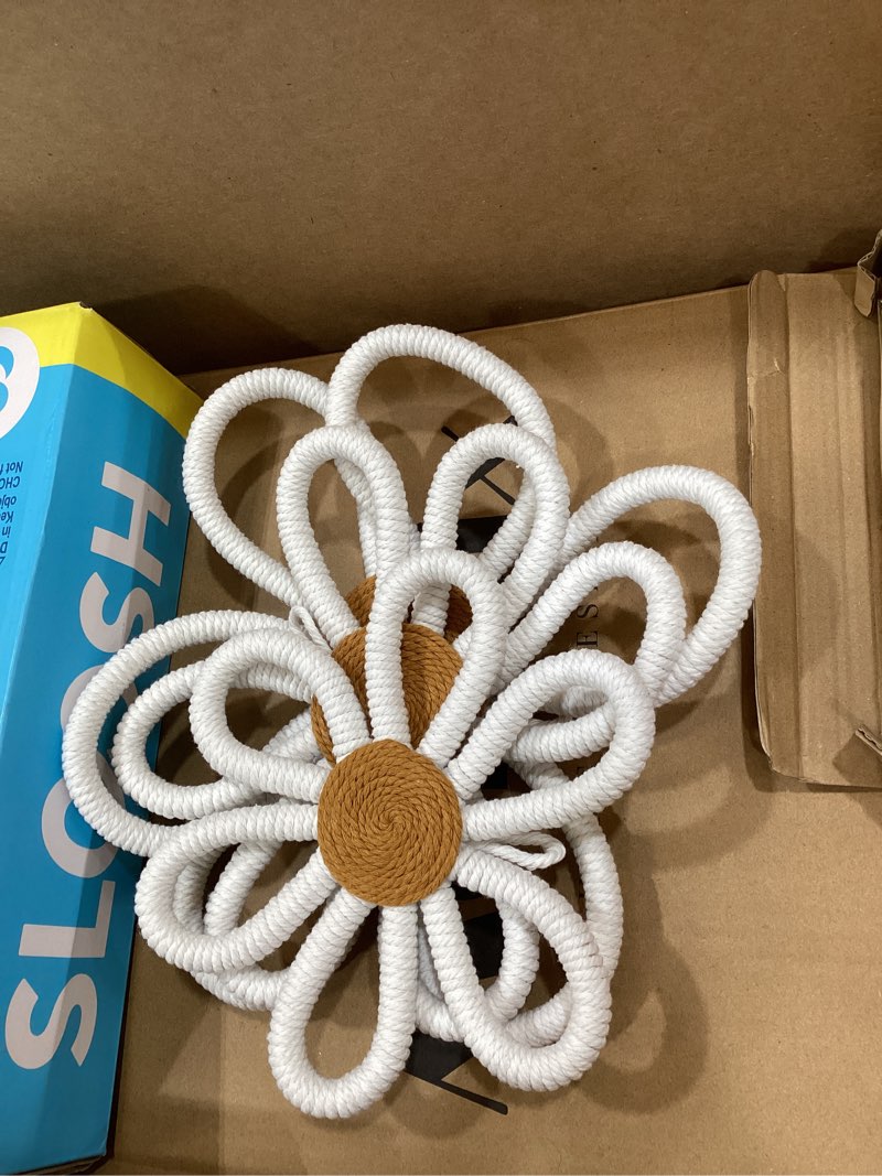 Condition photo showing Good Condition for barydat 6 pcs boho nursery decor daisy flower woven macrame wall hanging 3 size daisy flower wall decor bohemian nursery decorations for home dorm art(white) white 6.69/7.87/9.84 inch splendid flower