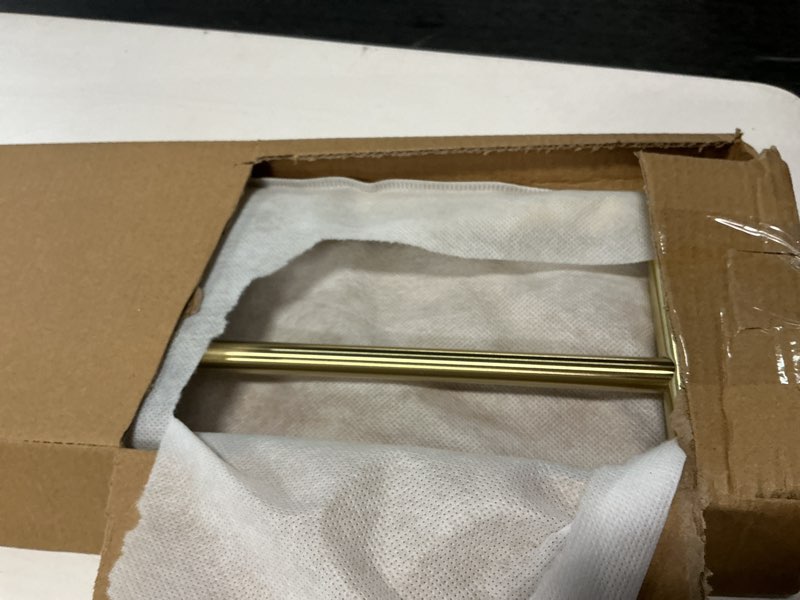 Condition photo showing As Is for jqk double towel bar 27 inch, brass gold useable length 24 inch 304 stainless steel thicken 0.8mm bath towel rack for bathroom, towel holder wall mount, tb100l24-bg 27 inch brushed gold