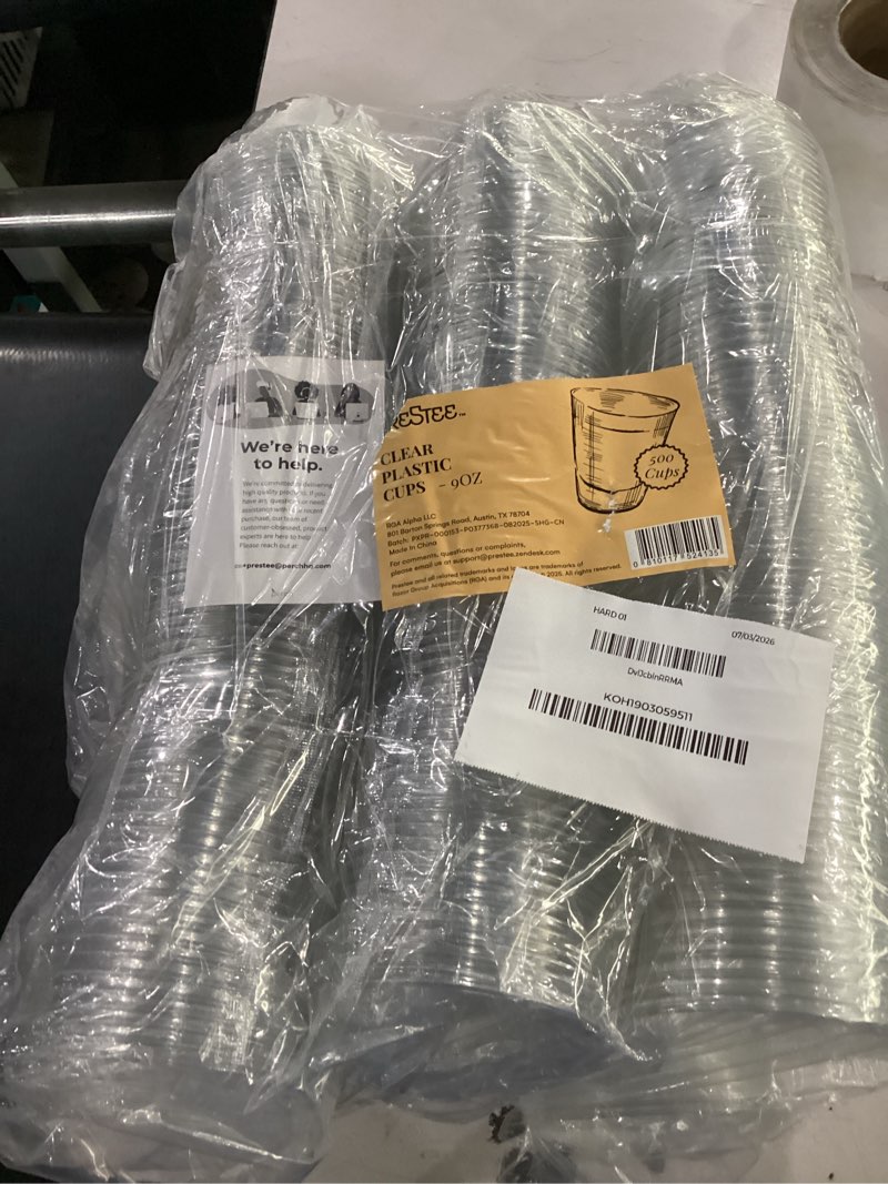Condition photo showing Good Condition for prestee 500 clear plastic cups - 9 oz cocktail cups for parties and events, plastic cocktail glasses, disposable drinkware - durable drinkware, bulk 500 party supplies 500 count (pack of 1) clear
