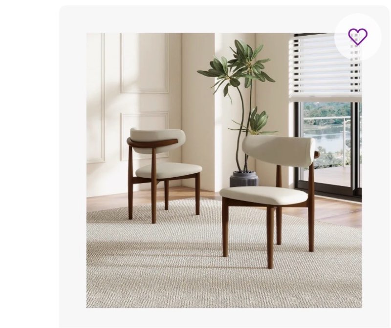 Mid-Century Modern Wood Dining Chairs, Upholstered PU Leather Wood Dining Chair Side Chair, Fully Assembled (Set of 2)