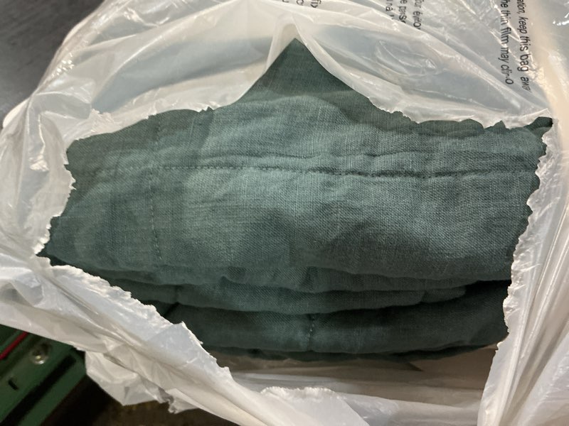 Condition photo showing Good Condition for lightweight european linen box quilt, king/cal king, ocean