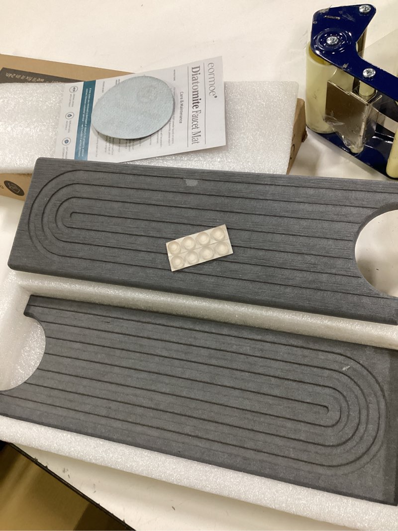 Condition photo showing Good Condition for Kitchen Sink Splash Guard – Stone Diatomite Faucet Drying Matt, Modern Kitchen Sink Accessories for Countertop (Dark Grey, 23.6"x3.9") Dark Gray 23.6" x 3.9"