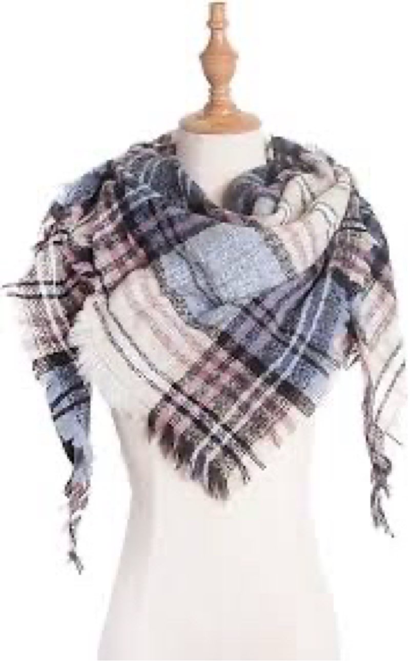 Wander Agio Women Fashion Shawl Warm Long Winter Wrap Scarves Cashmere Soft Feel Plaid Triangle Gree