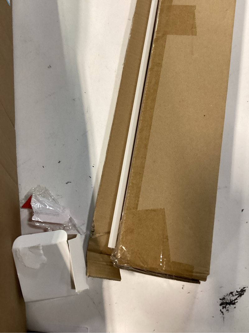 Condition photo showing As Is for no tools no drill cordless mini blinds 20" wx 36" h, 1" l-shaped blades, horizontal vinyl blinds for indoor windows, white 20x36in