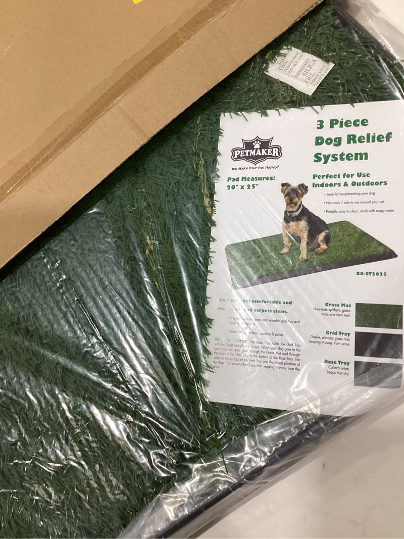 Condition photo showing New/Like New for artificial grass puppy pee pad for dogs and small pets - 20x25 inch, reusable 3-layer turf pads for dogs with tray - indoor and outdoor fake grass potty pet supplies by petmaker medium 3-layer system