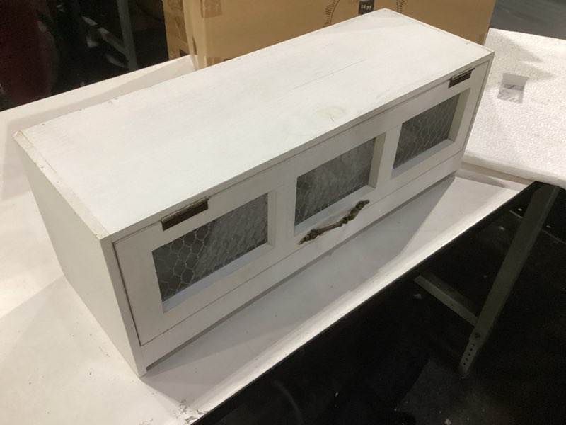 Condition photo showing Good Condition for felt creative home goods farmhouse chicken wire countertop shelving organizer, decorative kitchen pantry storage cabinet, rustic counter storage display, country kitchen island decor (white)