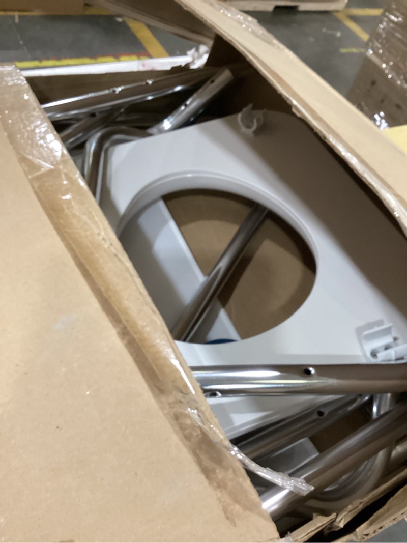 Condition photo showing As Is for DMI Rolling Shower Chair, Commode, Transport Chair, FSA Eligible, Rolling Bathroom Wheelchair for Handicap, Elderly, Injured or Disabled, 250 Lb. Weight Capacity, Aluminum Frame, White