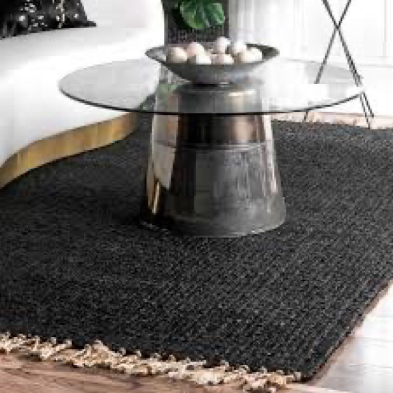 4 by 6 feet area rugs for living room, black seagrass rug