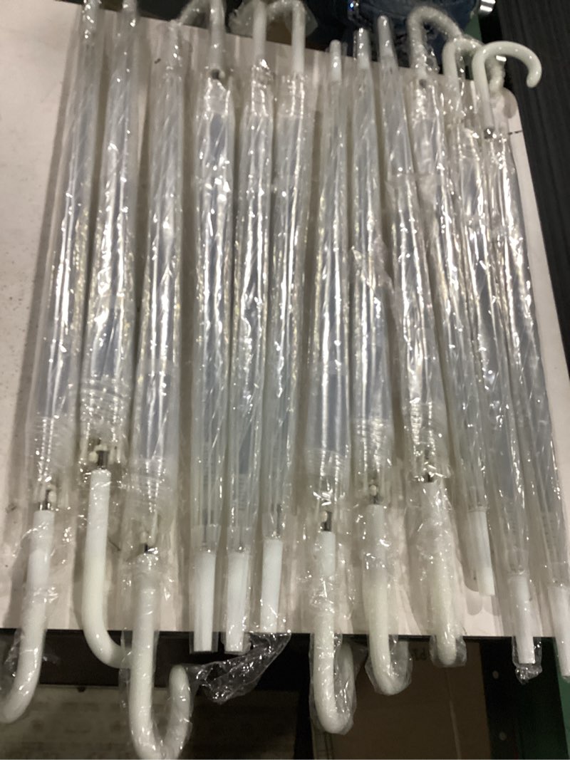 Condition photo showing New/Like New for liberty clear dome umbrellas w white j hooks