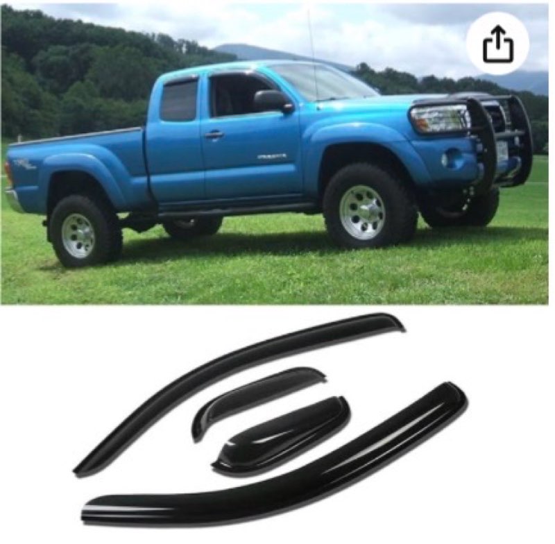 TY4P07 Original Side Window Wind Deflector,4pc Outside Mount Style Nice Sun Rain Guards Set,Window Visor fit for 2005-2015 Toyota Tacoma Extended Cab/Access Cab Pickup