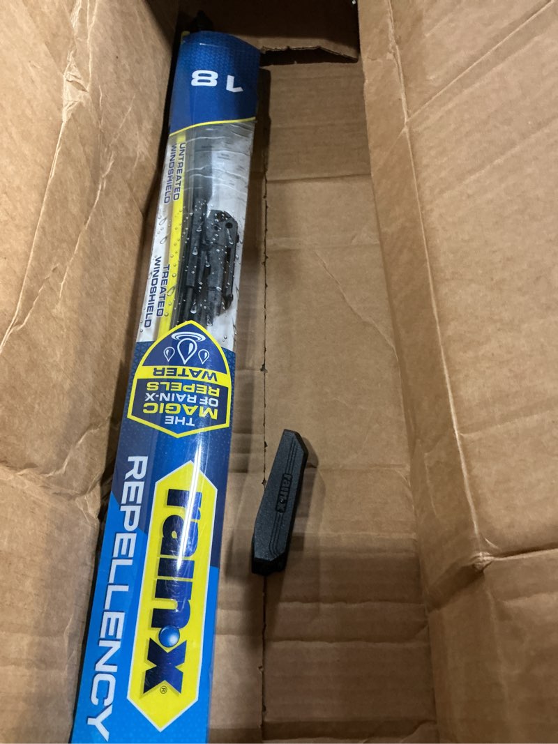 Condition photo showing As Is for rain-x 810318 repellency water repellent wiper blades, 18" windshield wiper, all weather streak-free for enhanced visibility w/water repellency formula [amazon exclusive] 18" water repellency