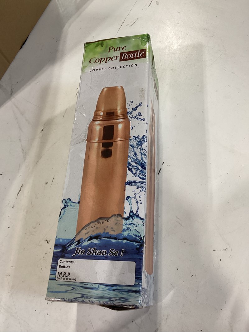 Condition photo showing As Is for copper water bottle (34oz/1000ml) 100% pure handmade hammered ayurvedic pure copper vessel for drinking heavy duty & leak-proof