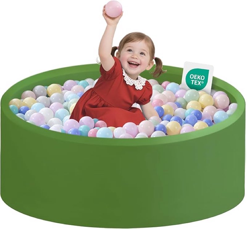Ball Pit for Toddlers 35.43''x11.81 Baby Ball Pits Soft Memory Foam Ball Pits Round Kids Ball Pit Indoor Kids Play Ball Pool Ideal Gift for Girls and Boys (Green, NO Balls)