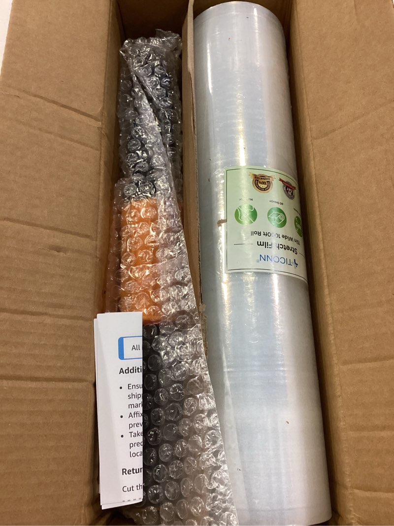 Condition photo showing Good Condition for TICONN Stretch Wrap Stretch Film Roll, 1000ft Industrial Strength 15 inch Wide Clear Plastic Wrap with Handles for Pallet Wrapping Shipping Moving 15''-1PK