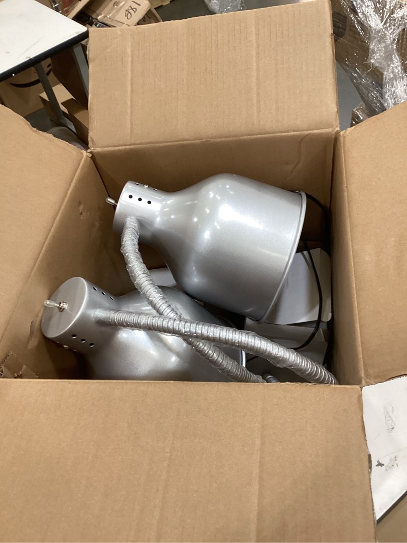 Condition photo showing New/Like New for food heat lamp: [rapid-heating bulbs included] [steady heating] commercial food warmer lamp, electric heat lamp for food catering food warming lamp for buffet parties (painted silver, 32" (2-head)) painted silver 32" (2-head)