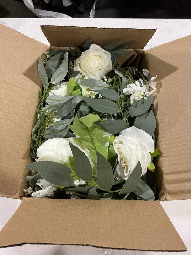 Condition photo showing Good Condition for dearhouse 2pack artificial peony flower garland - 6ft/strand silk peony flower greenery garland with fake willow leaves for wedding ceremony backdrop party table centerpieces decor (white)